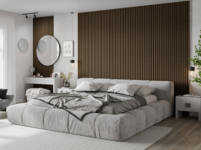 Dormitor cu lamele nuc Mexen