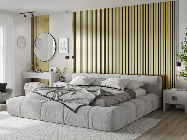 Lamele de perete aurii în dormitor