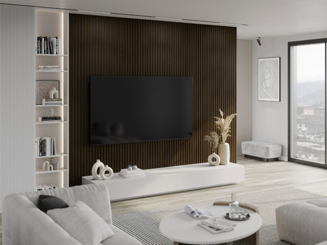 Lamele de perete wenge în salon