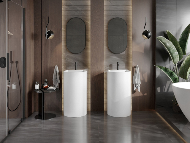 Placi gri marmură în baie