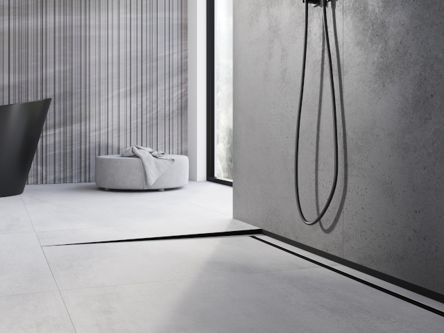 Plăci imitând betonul în baie