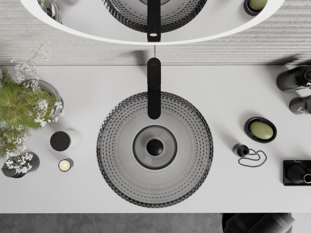 Baie cu dulap pentru lavoar cu blat alb