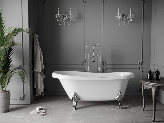 Placi ceramice gri Mexen in baie