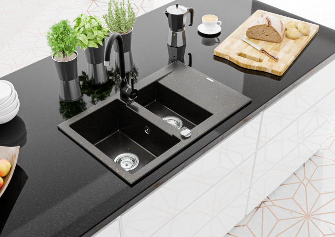 Baterii de bucătărie negru/crom