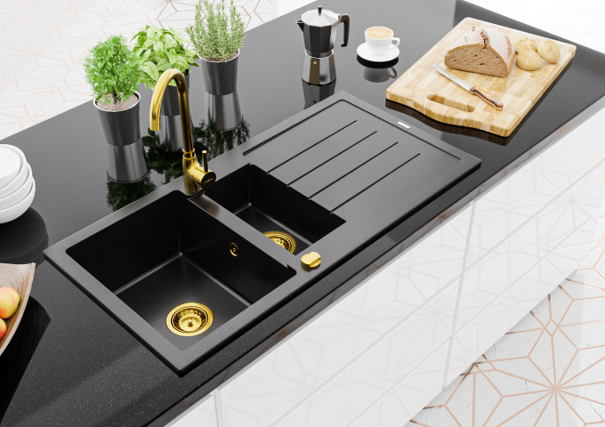 Chiuvete din granit cu baterie cu pulverizator extern