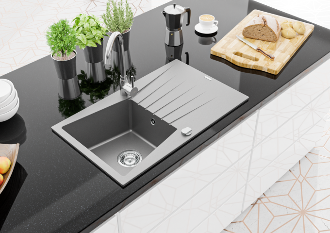 Chiuvete de bucătărie granit simple cu picurător
