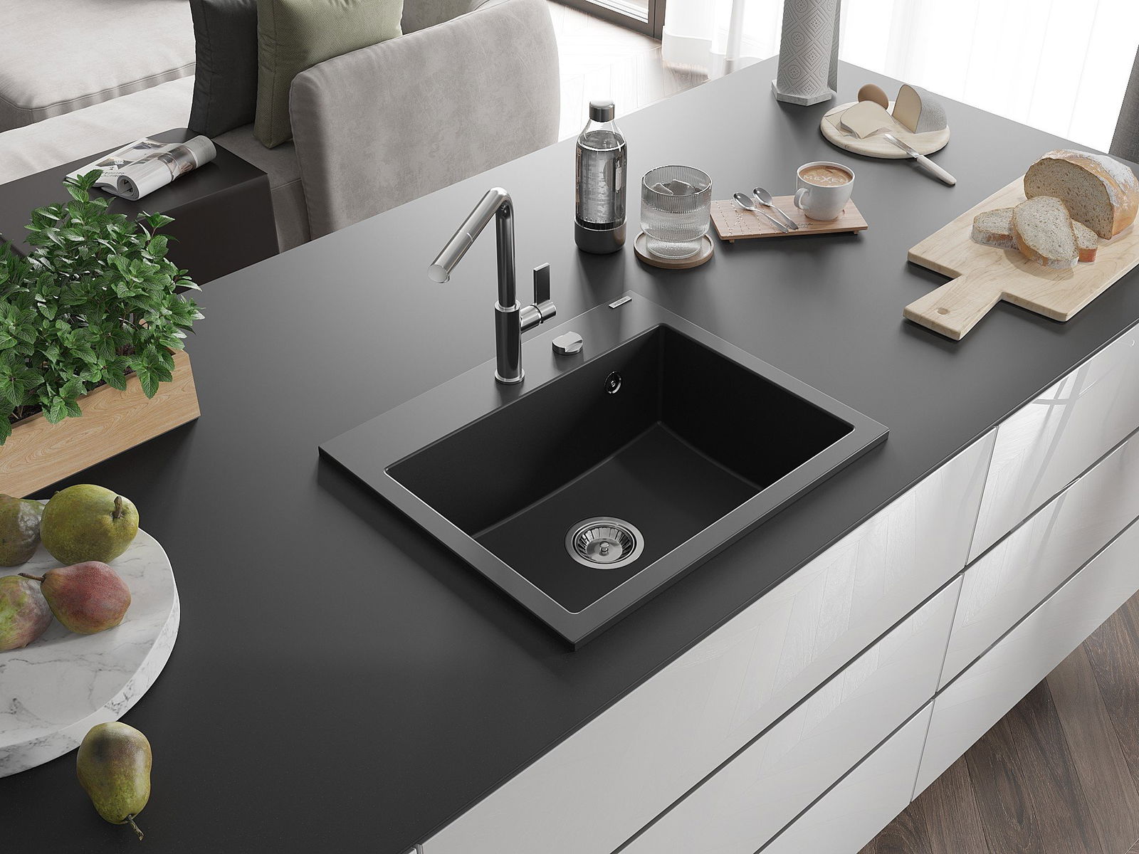 Chiuvetă cu gaură pentru baterie