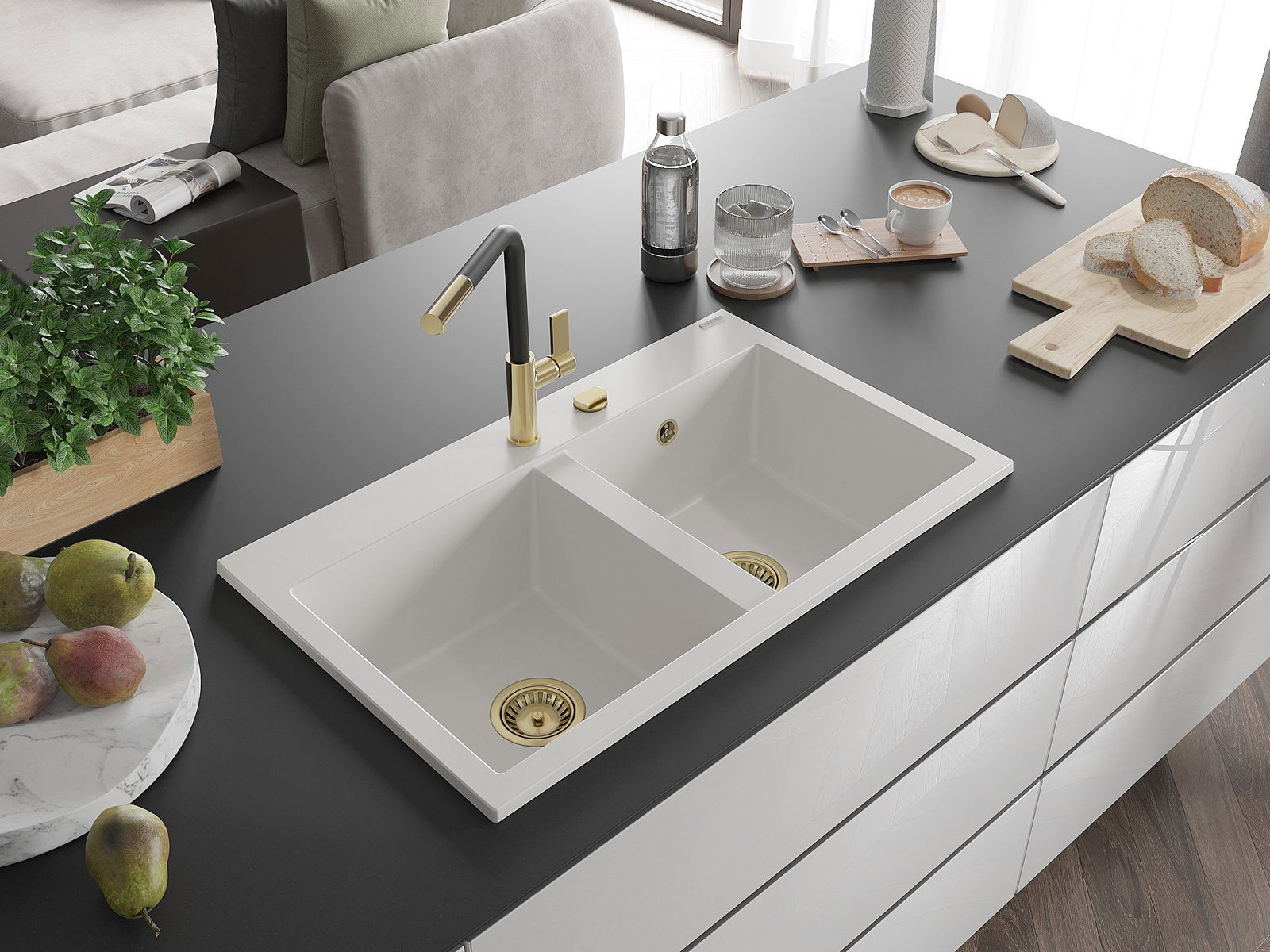 Chiuvetă cu două compartimente