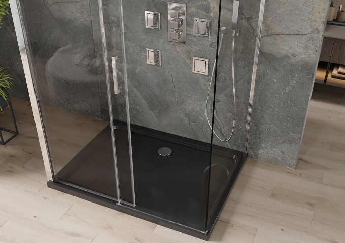 Cabine de duș lipite de perete cu cădiță 70x70