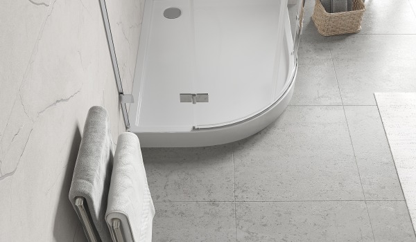 Cadă de duș asimetrică semi-circulară pentru baie