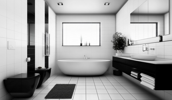 Baie alb-negru modernă — cum să creezi un interior atemporal?