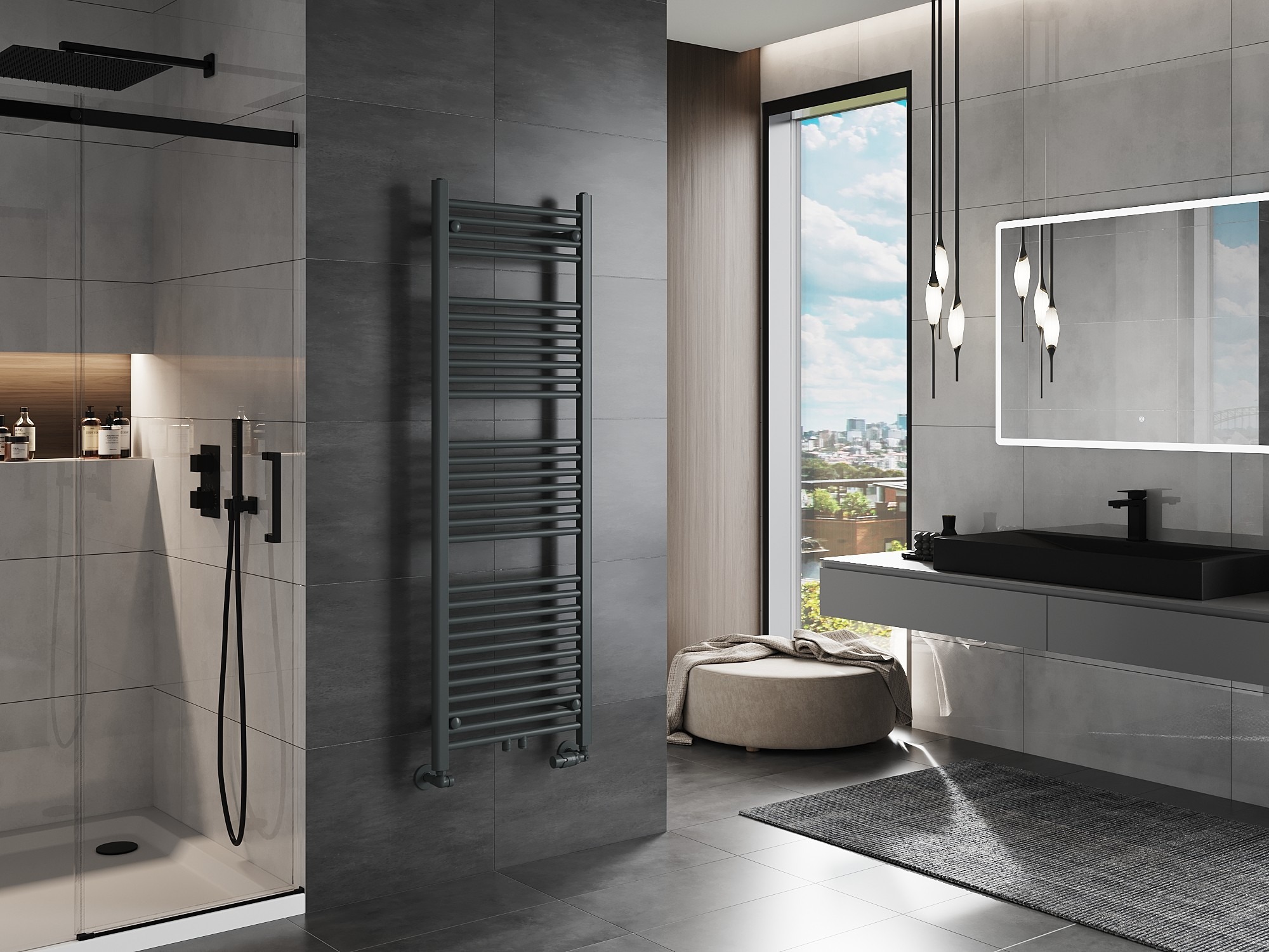 Radiator electric cu scări în baie